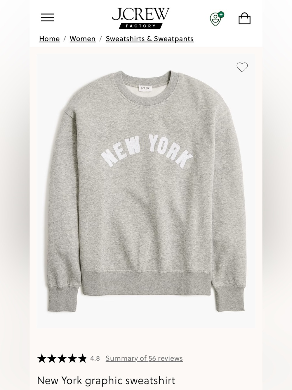 J crew sweatshirt Gray "New York" Crewneck Sweatshirt - XS EUC